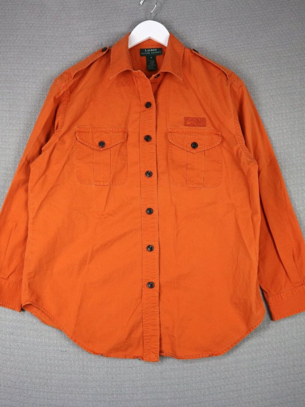 Lauren Ralph Lauren Medium Faded Orange Cargo Button Up Shirt Casual